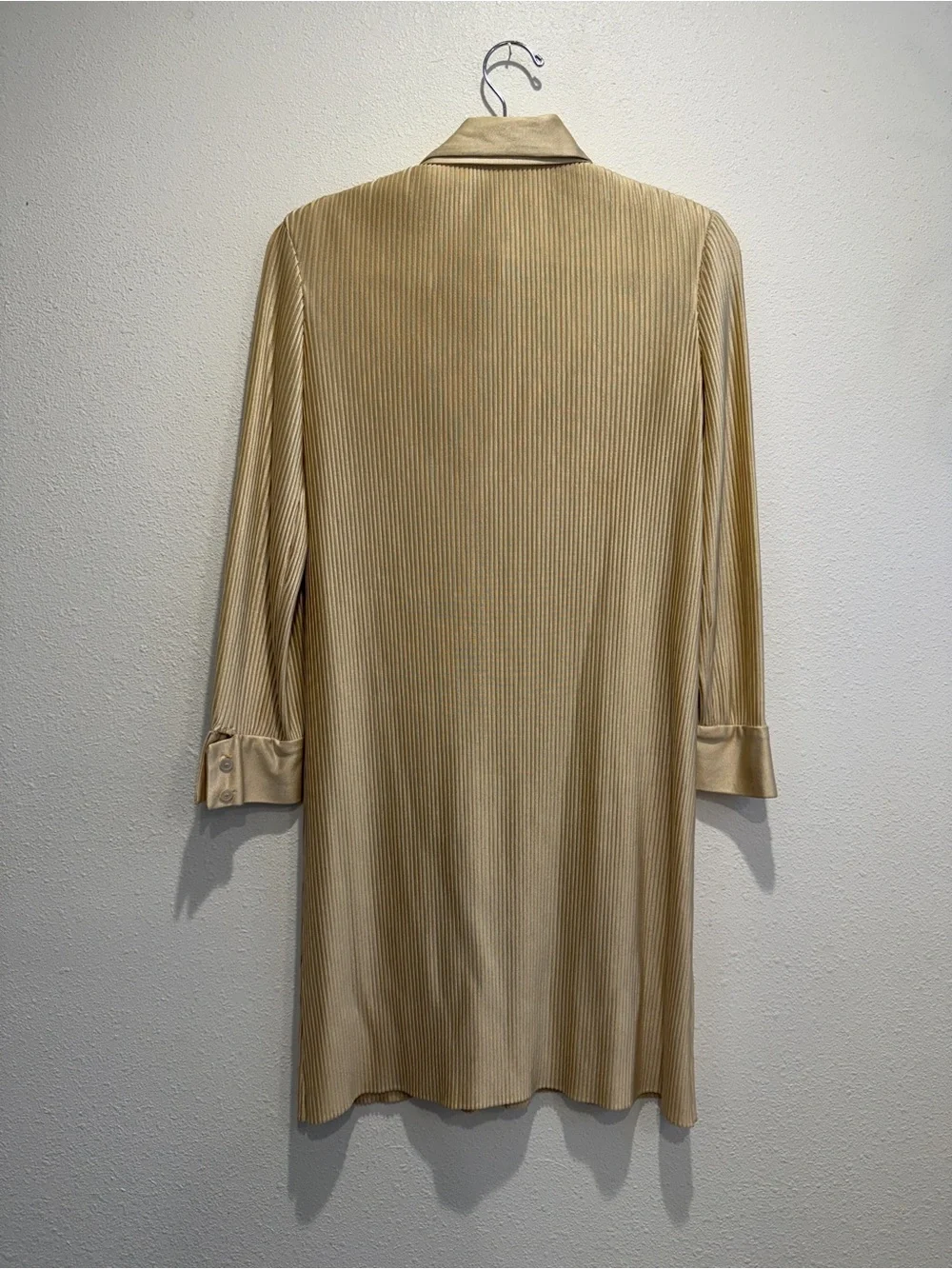 Vintage Ann Klein The Company Gold Pleated Tie Dress 1970’s